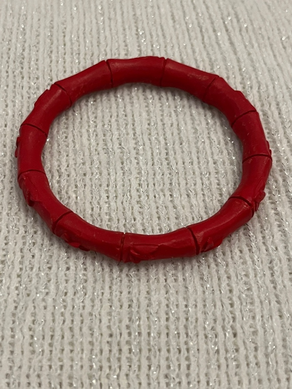 Red Women's Bamboo-Inspired Bangle Bracelet